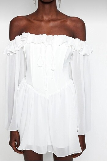42 Beden beyaz Renk Trendyolmilla Bridal Elbise