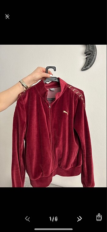 s Beden bordo Renk Puma kadife bordo kapüşonlu sweat