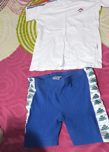 Erkek Çocuk Mavi Şort ve Beyaz Kısa Kollu Tişört - Görsel 2