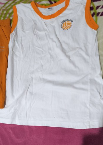 Turuncu Baskılı Çocuk Atlet Takımı - Görsel 2