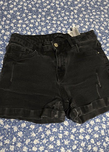 Kadın Siyah Loose Fit Denim Şort