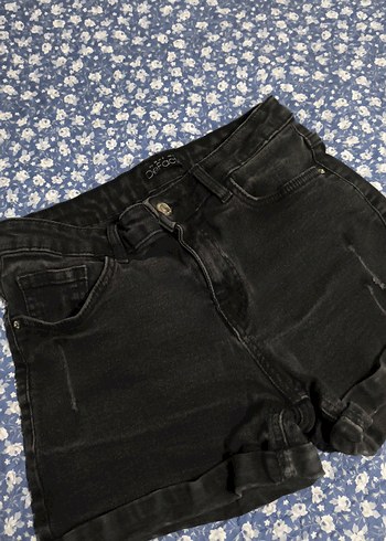 36 Beden siyah Renk Kadın Siyah Loose Fit Denim Şort