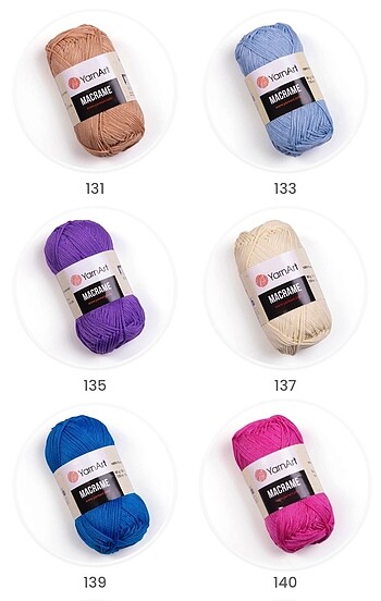 Beden mavi Renk Yarnart Polyester Macrome İpi