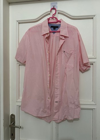 Tommy Hilfiger Acik Pembe Rahat Kisa Kollu Gomlek