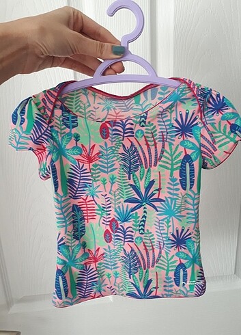 UV korumalı kız bebek üst mayo t-shirt