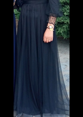 40 Beden Siyah Gotik Uzun Abiye Elbise