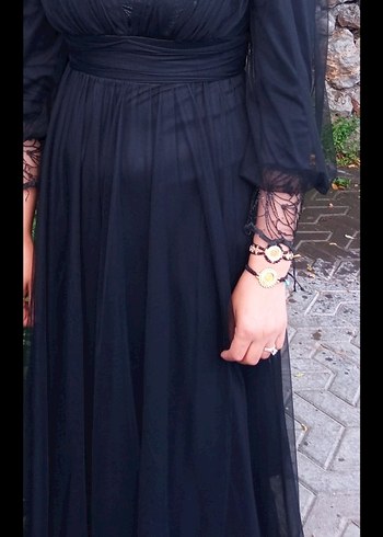 Zara Siyah Gotik Uzun Abiye Elbise