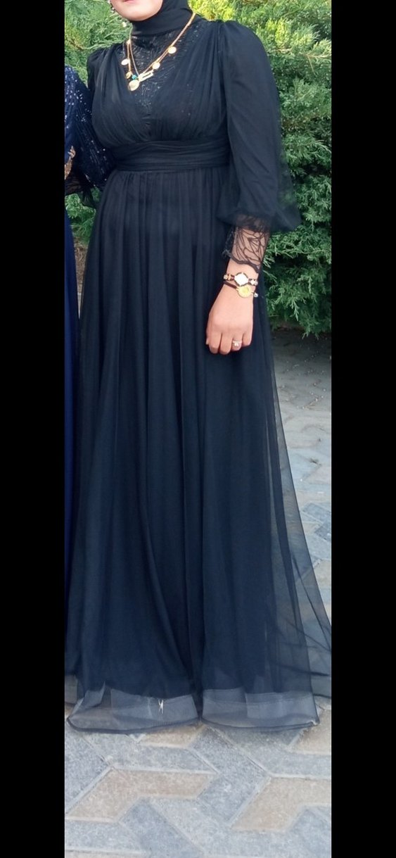 Siyah Gotik Uzun Abiye Elbise - Görsel 3