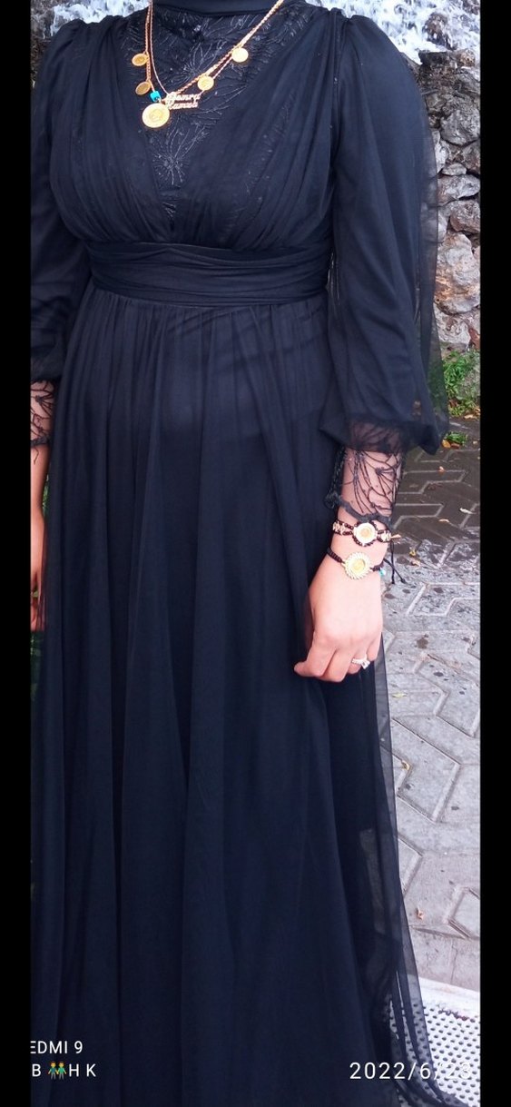 Siyah Gotik Uzun Abiye Elbise - Görsel 2