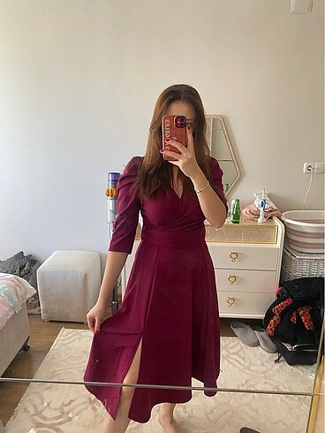 Midi boy yırtmaçlı elbise - Görsel 6