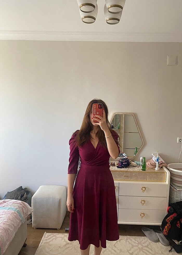 Midi boy yırtmaçlı elbise - Görsel 2