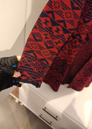 Bordo Bohem Uzun Hırka - Görsel 6