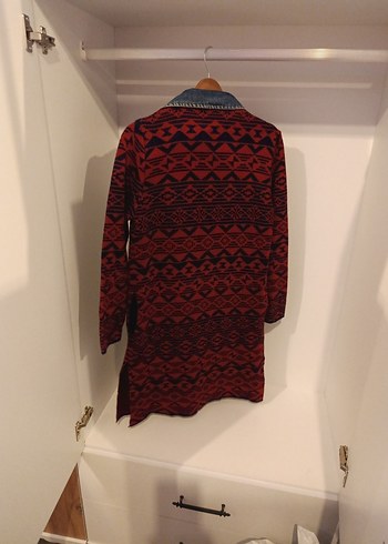 Bordo Bohem Uzun Hırka - Görsel 4