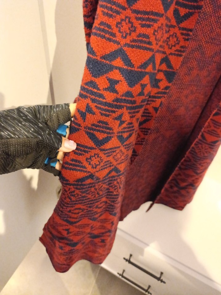 Bordo Bohem Uzun Hırka - Görsel 3