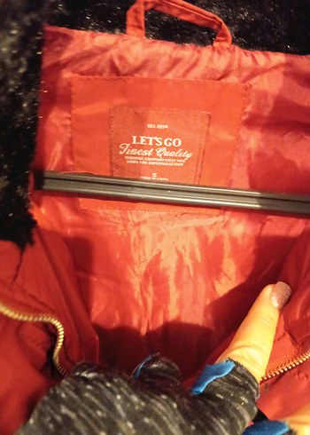 Düğmeli Kırmızı Kadın Kışlık Mont - Görsel 7