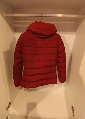 Düğmeli Kırmızı Kadın Kışlık Mont - Görsel 6