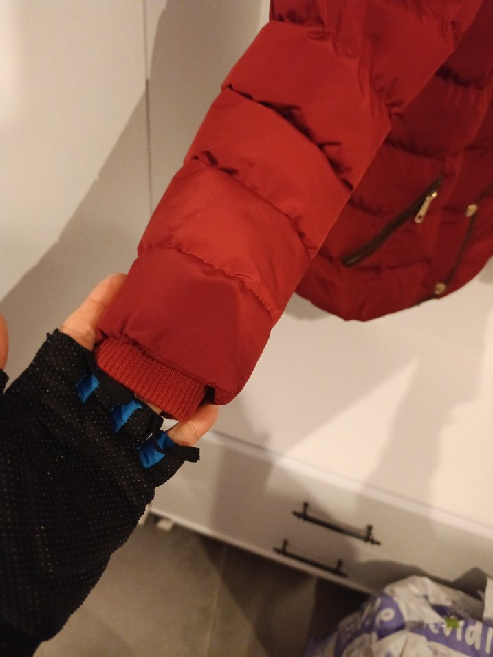 Düğmeli Kırmızı Kadın Kışlık Mont - Görsel 2