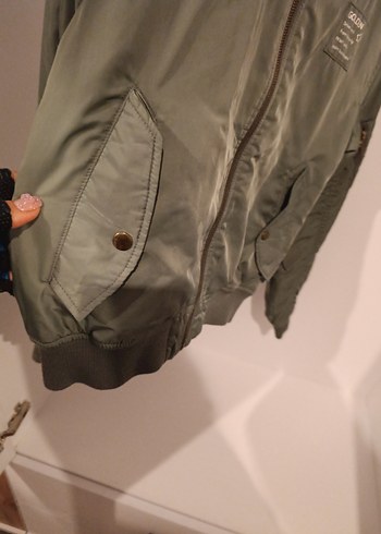 Kadın Haki Fermuarlı Rahat Ceket - Görsel 3
