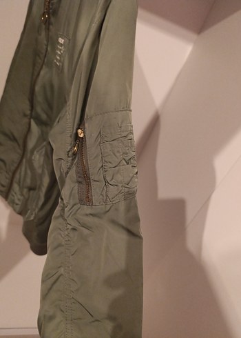 Kadın Haki Fermuarlı Rahat Ceket - Görsel 6