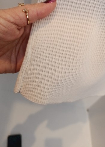 Beyaz Kısa Kesim Kadın Triko - Görsel 5