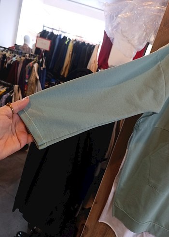 Kadın Yeşil Pamuklu Salaş Sweatshirt - Görsel 2