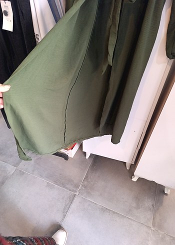 Kadın Haki Uzun Kollu Kuşaklı Elbise - Görsel 8