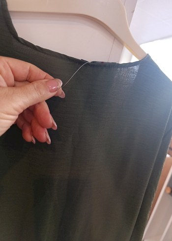 Kadın Haki Uzun Kollu Kuşaklı Elbise - Görsel 7