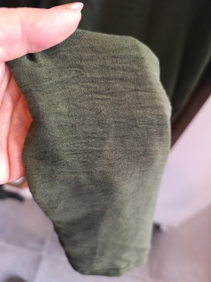 Kadın Haki Uzun Kollu Kuşaklı Elbise - Görsel 5