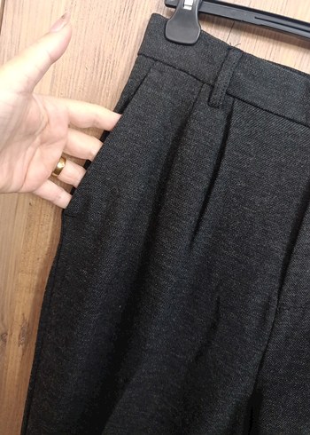 Gri Keten Kemerli Rahat Kesim Erkek Pantolon - Görsel 2