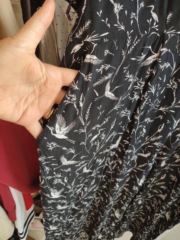 Drapeli V Yaka Siyah Uzun Hamile Elbisesi - Görsel 2