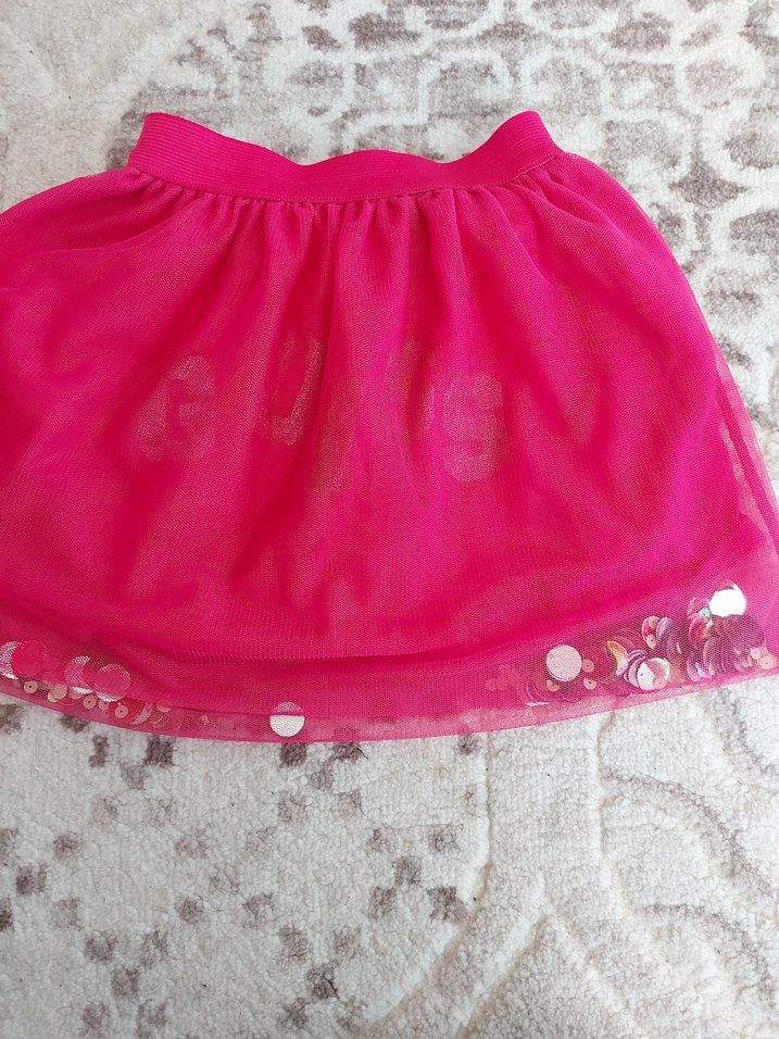 Pembe Payetli Nakışlı Kız Etek - Görsel 2