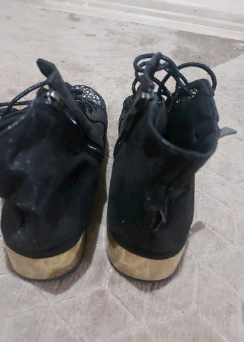 Siyah Simli Dolgu Topuklu Punk Bot - Görsel 5