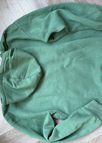 Yeşil Nakışlı Kapüşonlu Sweatshirt - Görsel 6