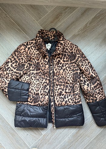 Kahverengi Leopar Desenli Kadın Mont - Görsel 2