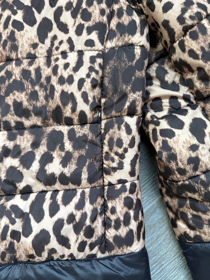 Kahverengi Leopar Desenli Kadın Mont - Görsel 5