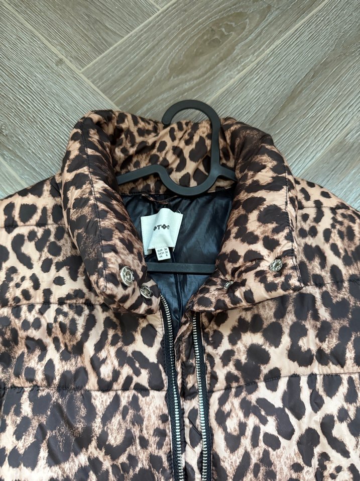 Kahverengi Leopar Desenli Kadın Mont - Görsel 3