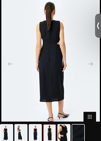 Koton Siyah Midi Yırtmaçlı Kadın Elbise - Görsel 3