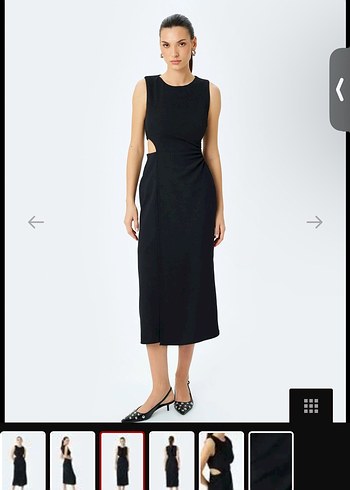 Koton Siyah Midi Yırtmaçlı Kadın Elbise - Görsel 2