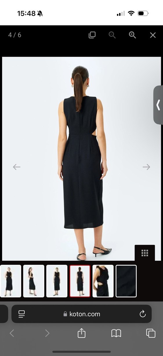 Koton Siyah Midi Yırtmaçlı Kadın Elbise - Görsel 3