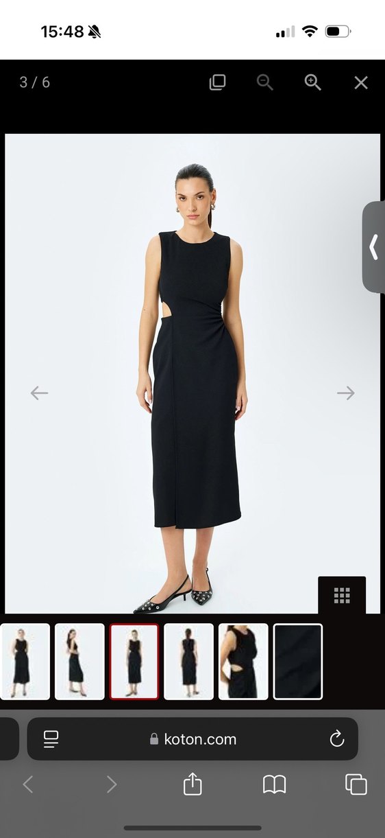 Koton Siyah Midi Yırtmaçlı Kadın Elbise - Görsel 2