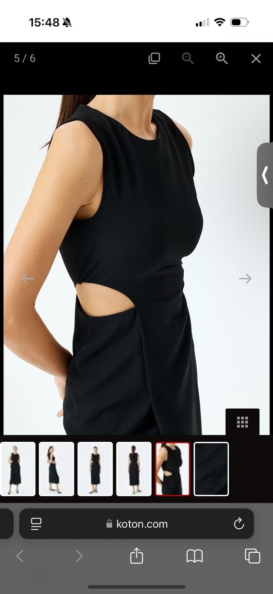 Koton Siyah Midi Yırtmaçlı Kadın Elbise - Görsel 4