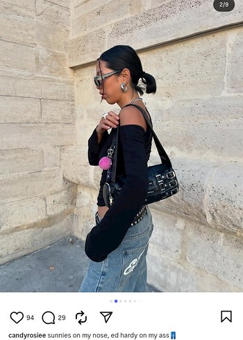  Beden bershka gothic y2k siyah çanta