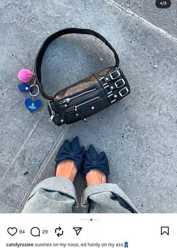 bershka gothic y2k siyah çanta