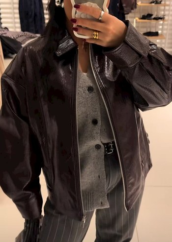 bershka bordo vinil ceket