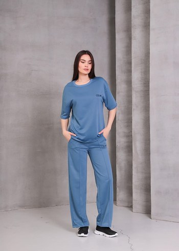 xl Beden mavi Renk Mavi Kadın Penye Eşofman Takım, Pijama Takım