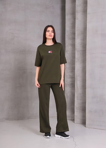 Kadın Haki Penye Rahat Eşofman Takım, Pijama Takım