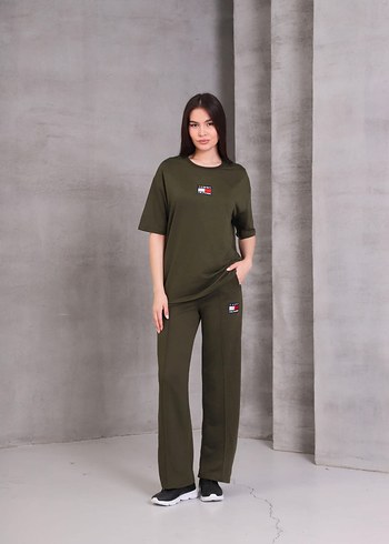 l Beden Kadın Haki Penye Rahat Eşofman Takım, Pijama Takım