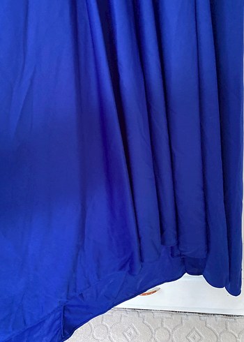 Uzun Kollu Lacivert Piliseli Uzun Elbise - Görsel 2