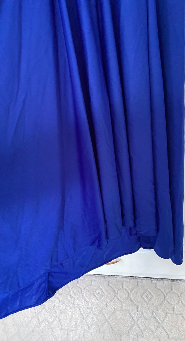 Uzun Kollu Lacivert Piliseli Uzun Elbise - Görsel 2