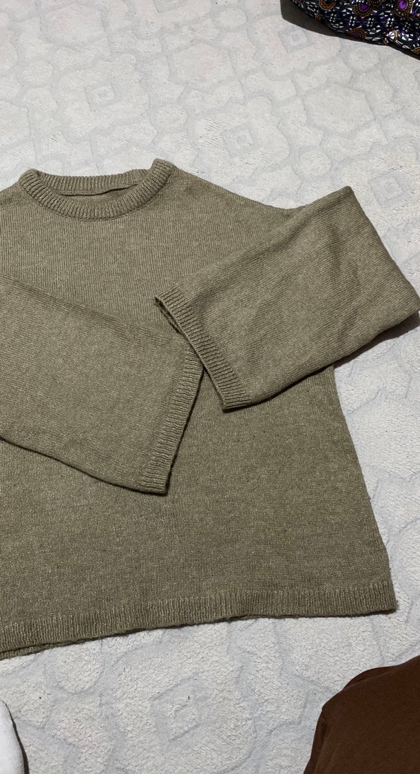 Bej Kadın Triko Bisiklet Yaka Kazak - Görsel 2